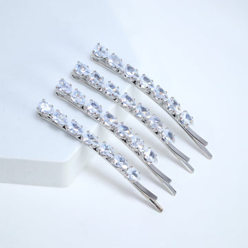 Cz Droplets Set Of 4 Bobby Pin, Bridal Hair Accessories, Bridesmaid Gift, Wedding Hair Accessory, Bridal Peach Hair Clip